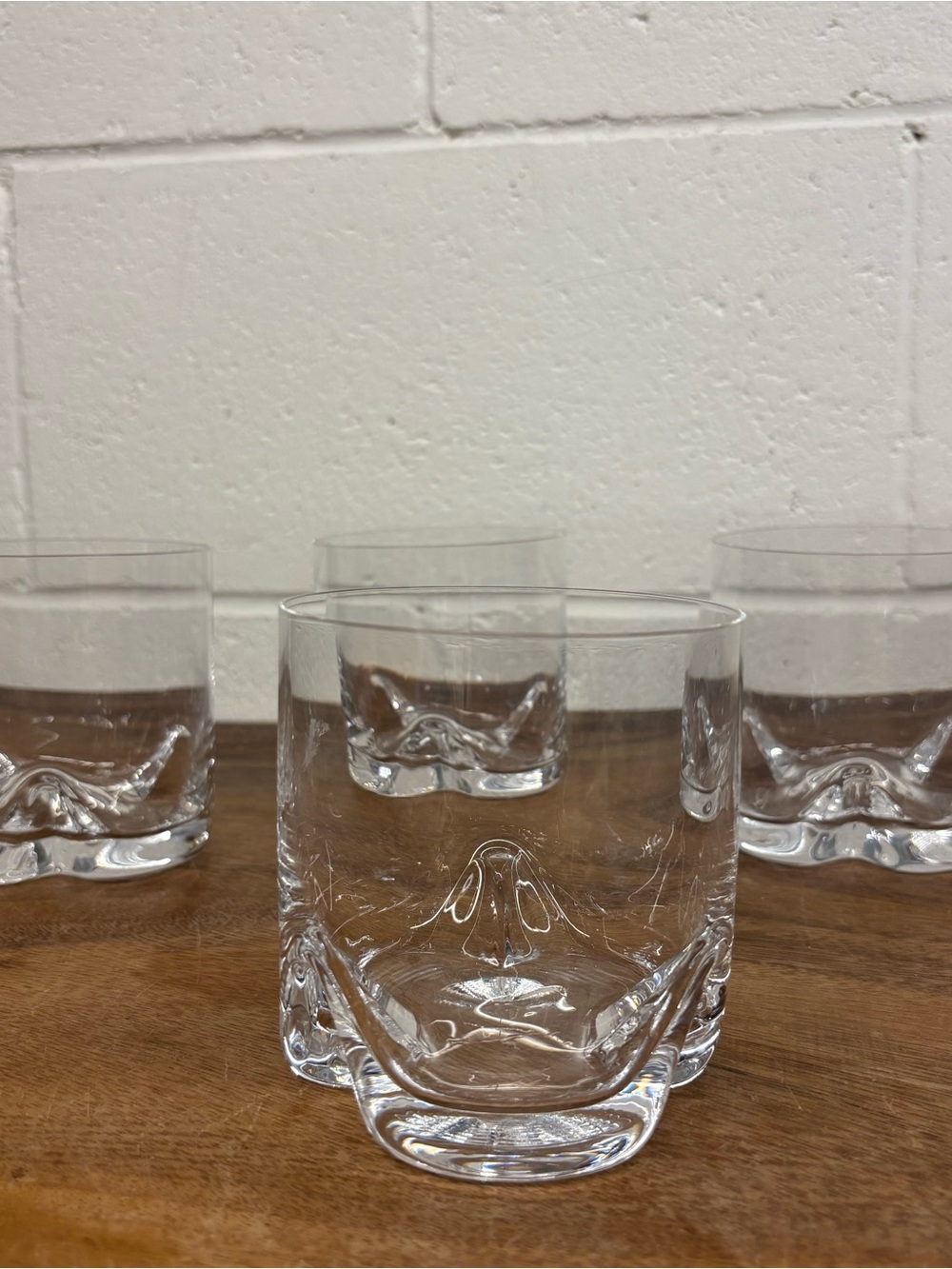 Set of 4 Clear Crystal Bohemia Whiskey Tumblers - Heavy Base Glasses